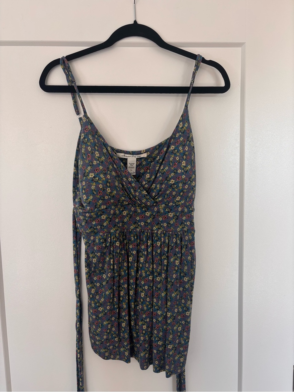 American Rag Blue Floral Wrap Cami